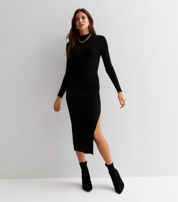 Key Hole Cut Out Mini Bodycon Dress With Sleeves In Black | EGO