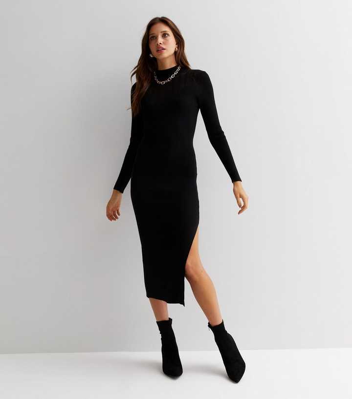 https://media3.newlookassets.com/i/newlook/845679501/womens/clothing/knitwear/gini-london-black-ribbed-knit-high-neck-long-sleeve-midi-bodycon-dress.jpg?strip=true&qlt=50&w=720