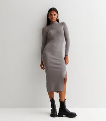 Grey bodycon 2024 midi dress