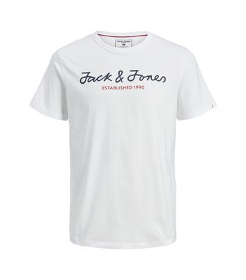Jack & Jones Junior White Logo Crew Neck Short Sleeve T-Shirt New Look