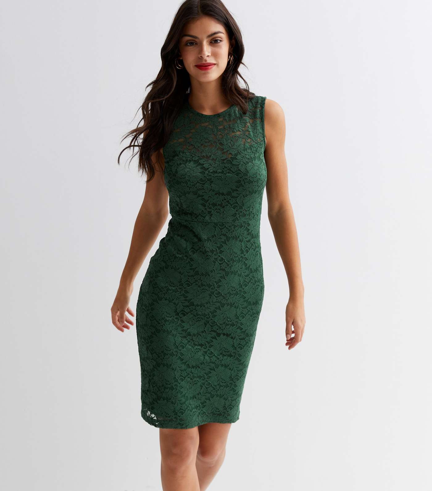 Gini London Green Lace Sleeveless Mini Dress Image 3