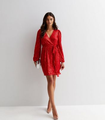 Mini red sale wrap dress