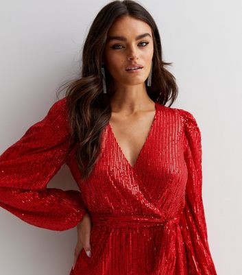 Long sleeve red outlet sparkly dress