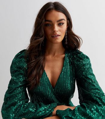 Dark green hotsell sequin dress