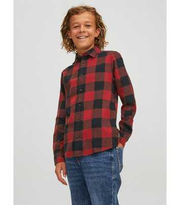 Jack & Jones Junior Red Check Twill Long Sleeve Shirt
