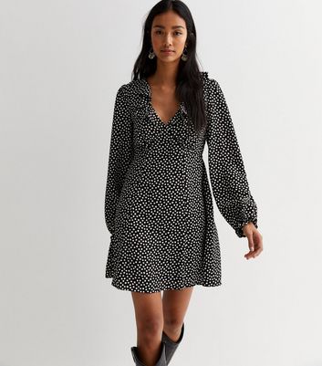 spotty long sleeve dress