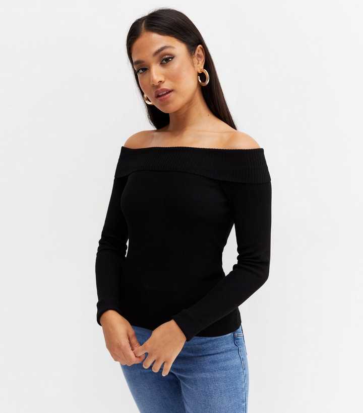 black long sleeve bardot