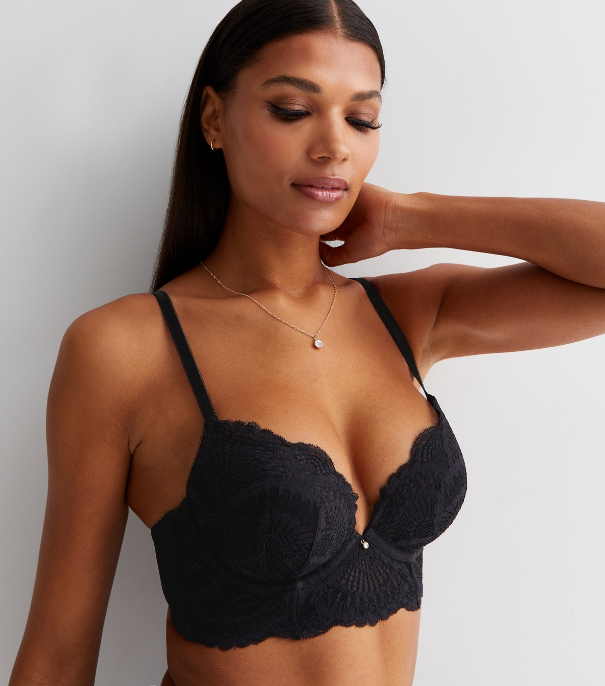 Women's Black Lace Push Up Bra New Look