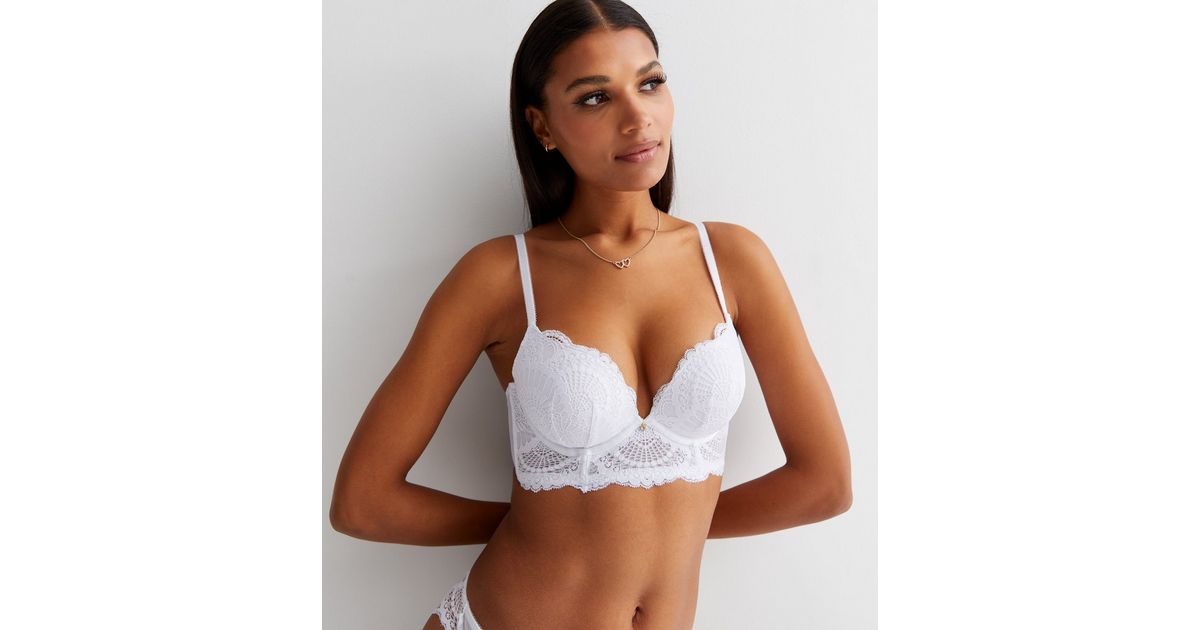 White Lace Push Up Bra | New Look