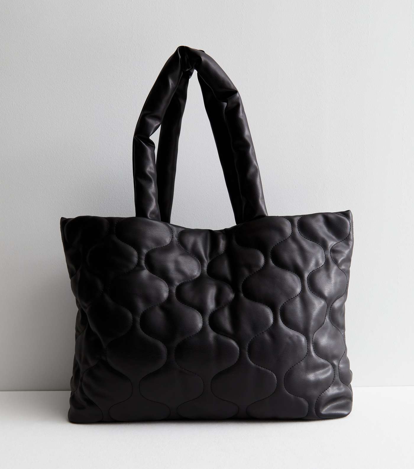 Black Quilted Tote Bag Image 3