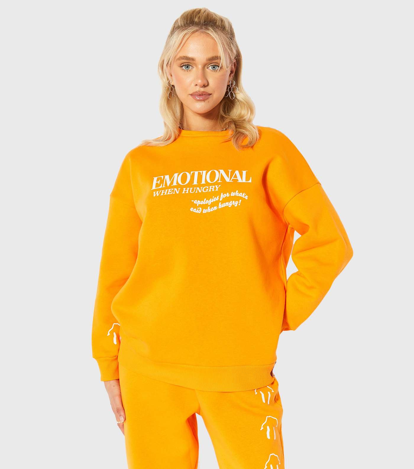 Skinnydip Bright Orange Emotional When Hungry Logo Sweatshirt