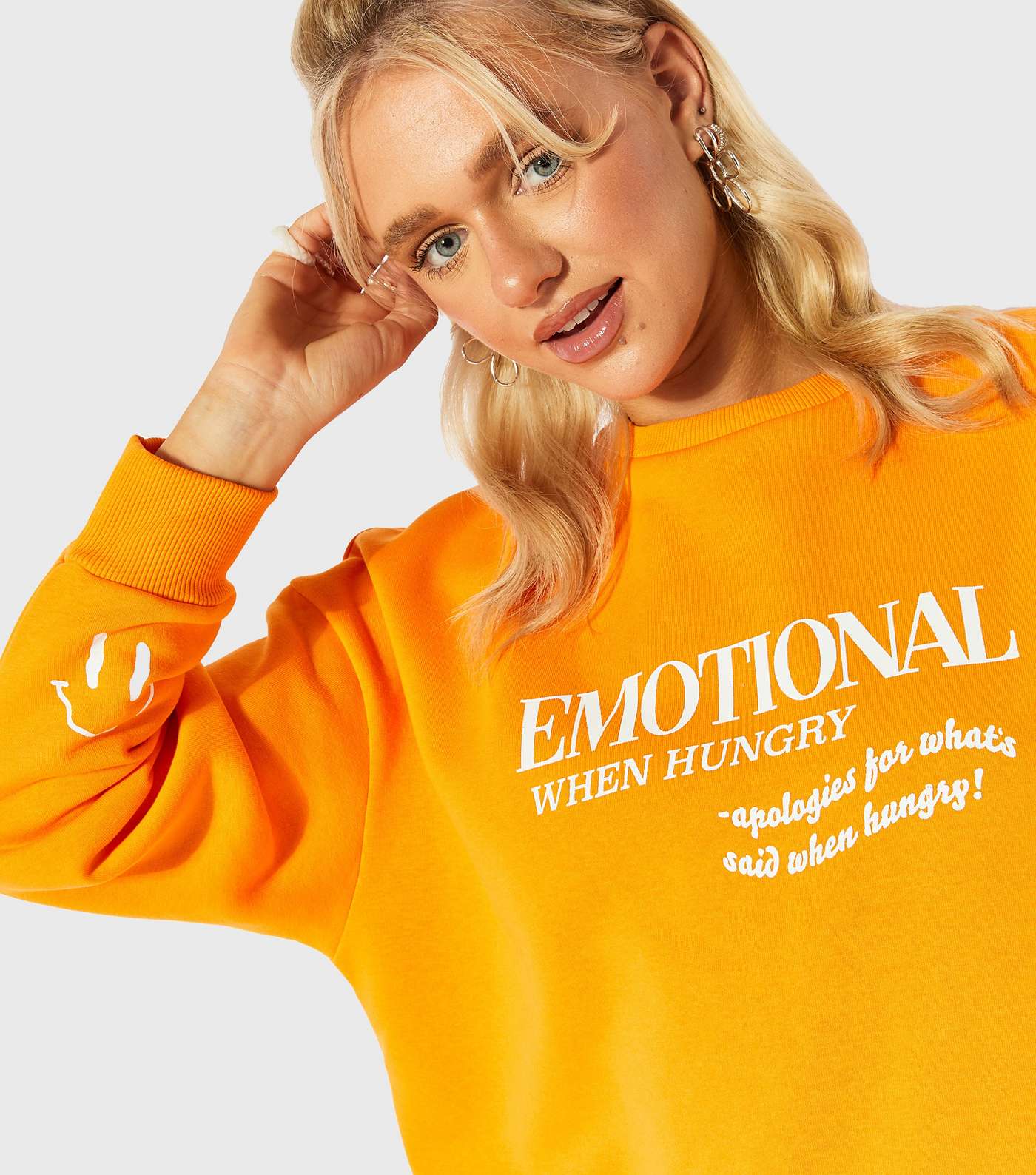 Skinnydip Bright Orange Emotional When Hungry Logo Sweatshirt Image 3