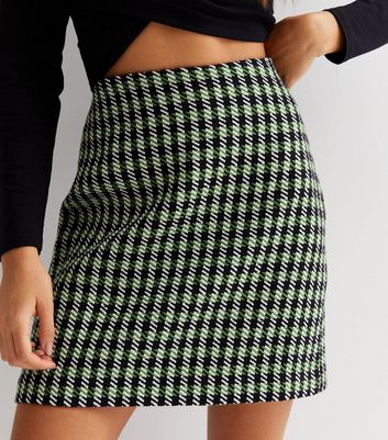 Green Check High Waist Mini Skirt New Look
