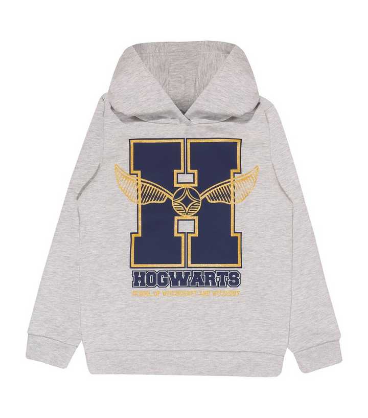 Labe broeden personeelszaken Popgear Pale Grey Harry Potter Hogwarts Logo Hoodie | New Look