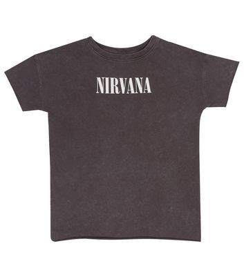 Popgear Dark Grey Acid Wash Nirvana Logo T-Shirt