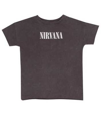 Popgear Dark Grey Acid Wash Nirvana Logo T-Shirt