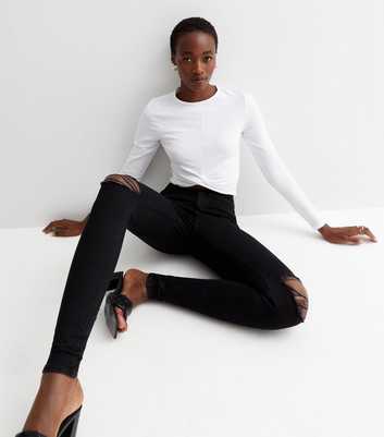 Tall Black Ripped Lift & Shape High Waist Yazmin Skinny Jeans