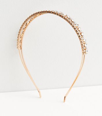 Gold Double Row Diamanté Headband | New Look