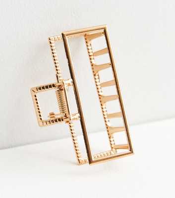 Gold Rectangle Cut Out Bulldog Claw Clip