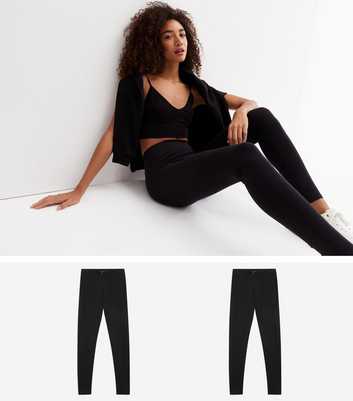 2 Pack Black Cotton Blend Leggings