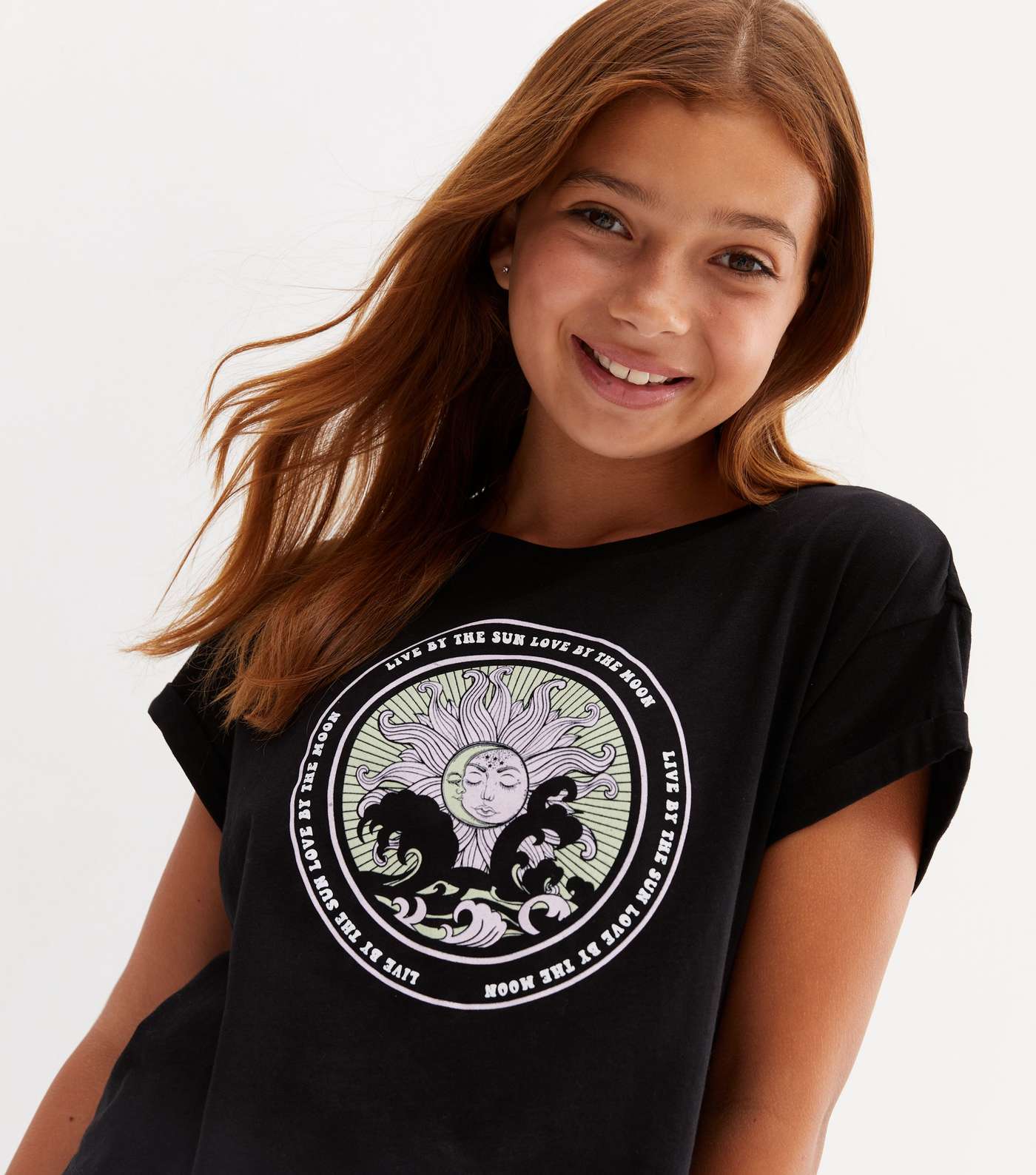 Girls Black Sun Logo T-Shirt Image 3