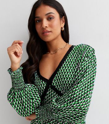 GEOMETRIC PRINT DRESS - Green