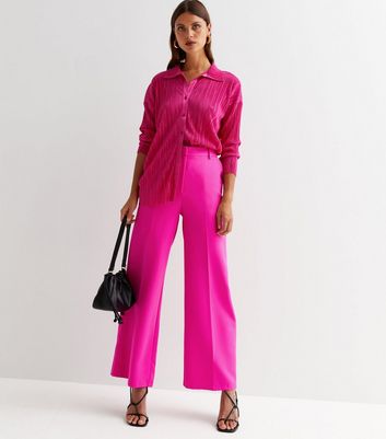 Hot Pink Belted Tapered Trousers  Trousers  Femme Luxe  Femme Luxe UK  2023