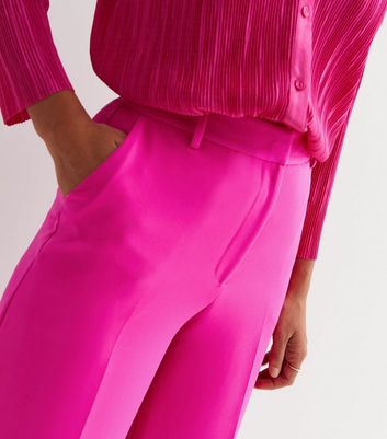 Pink faux leather straight leg trousers  River Island