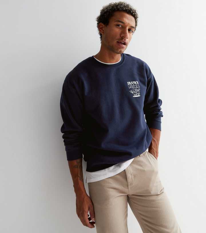 Navy Franks Pizza Logo Sweatshirt | New Look