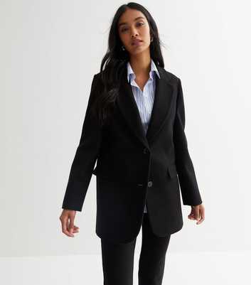 Black Revere Collar Blazer Coat