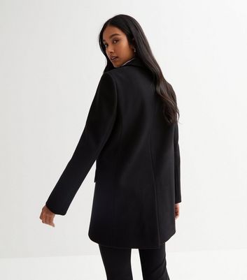 Black Revere Collar Blazer Coat