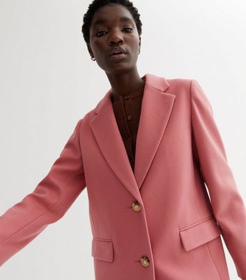 Pale Pink Revere Collar Blazer Coat