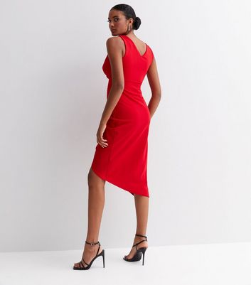 Red Cowl Neck Sleeveless Midi Dress New Look