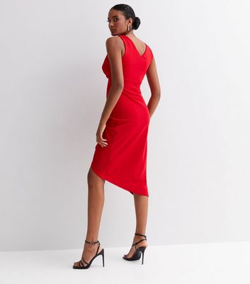 Red sleeveless sales midi dress