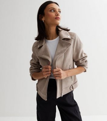 womens biker jacket grey