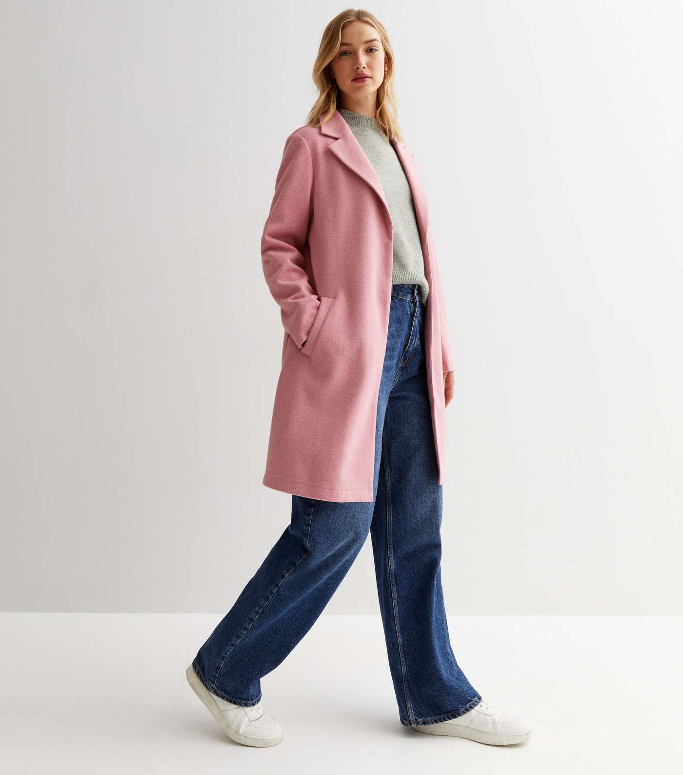 Pale Pink Unlined Long Formal Coat Image 2