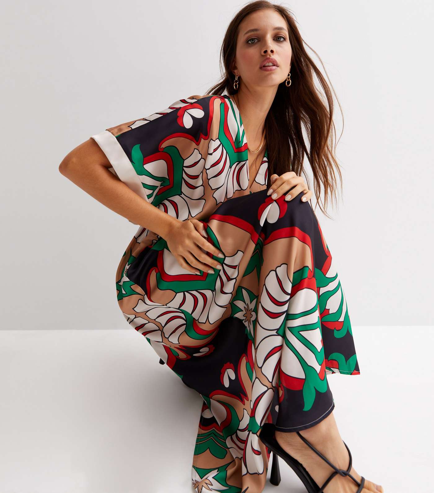 Cameo Rose Multicoloured Abstract Kimono Maxi Dress Image 2
