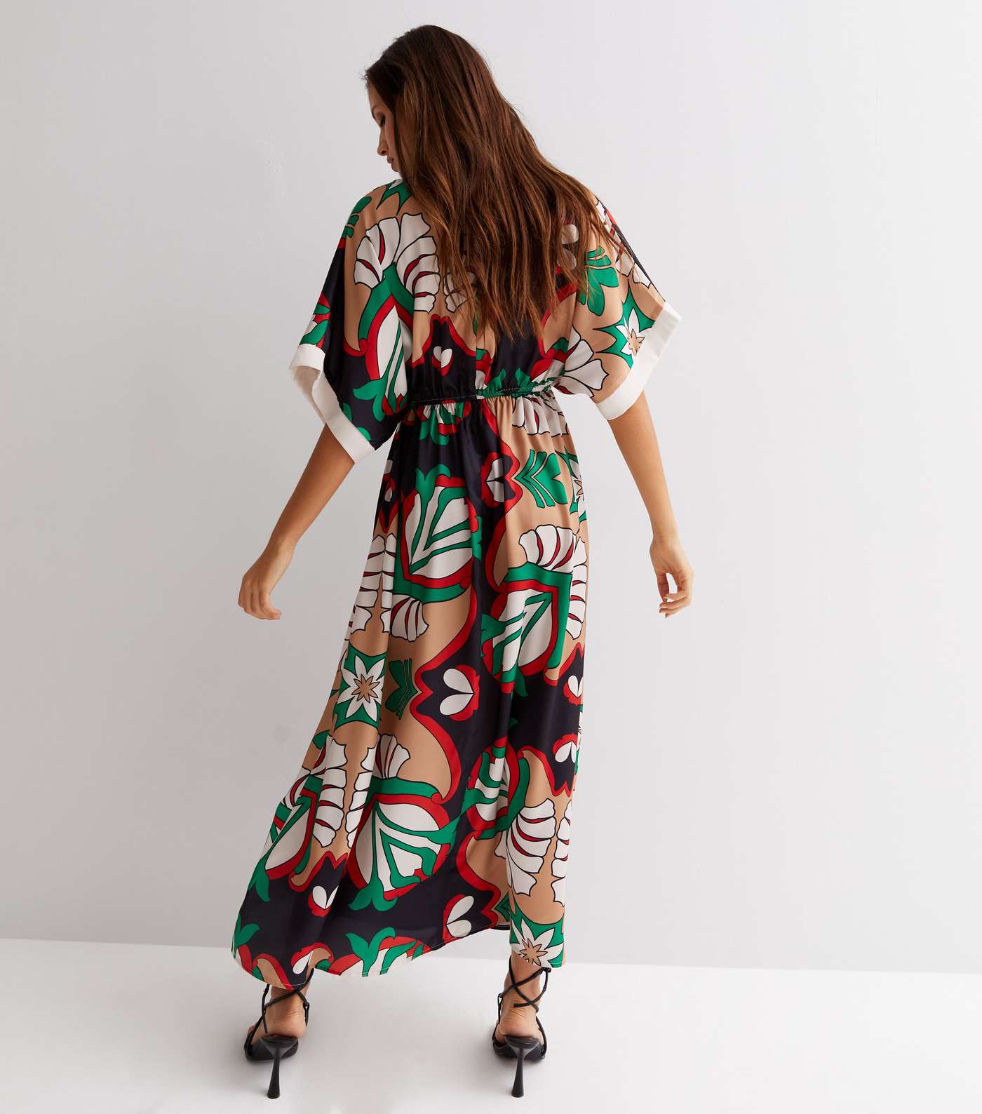 Cameo Rose Multicoloured Abstract Kimono Maxi Dress Image 4