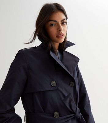 Ladies navy trench clearance coat