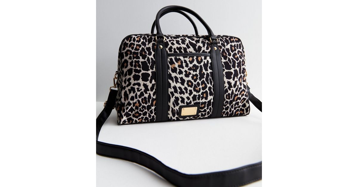 Black Leopard Print Weekend Bag