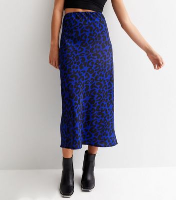 Leopard print shop skirt blue