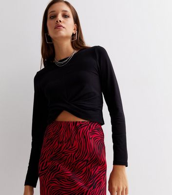 Red Zebra Print Denim Mini Skirt | New Look