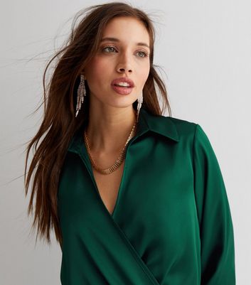 new look green silk dress