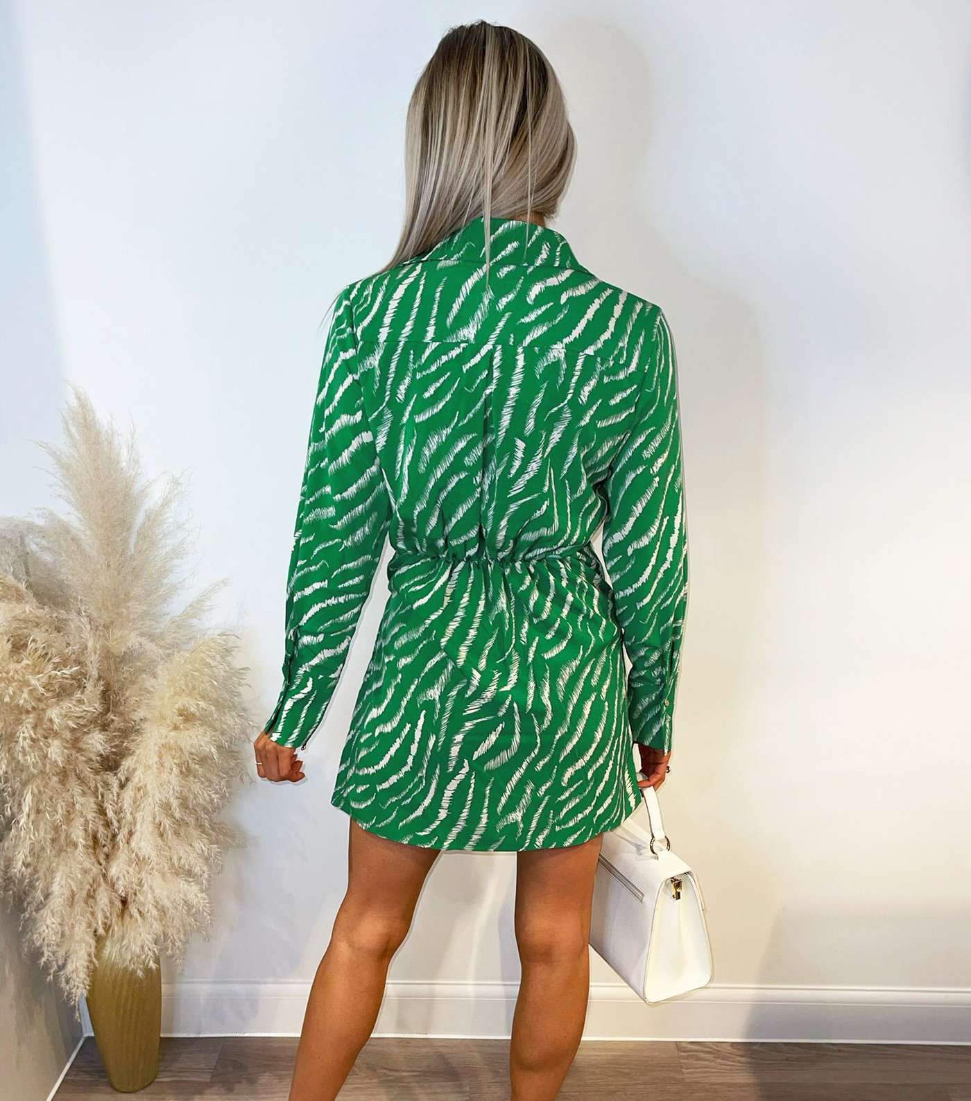 AX Paris Green Animal Print Collared Mini Wrap Dress Image 3