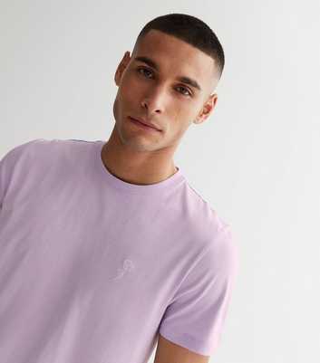Lilac Embroidered Rose Regular Fit T-Shirt