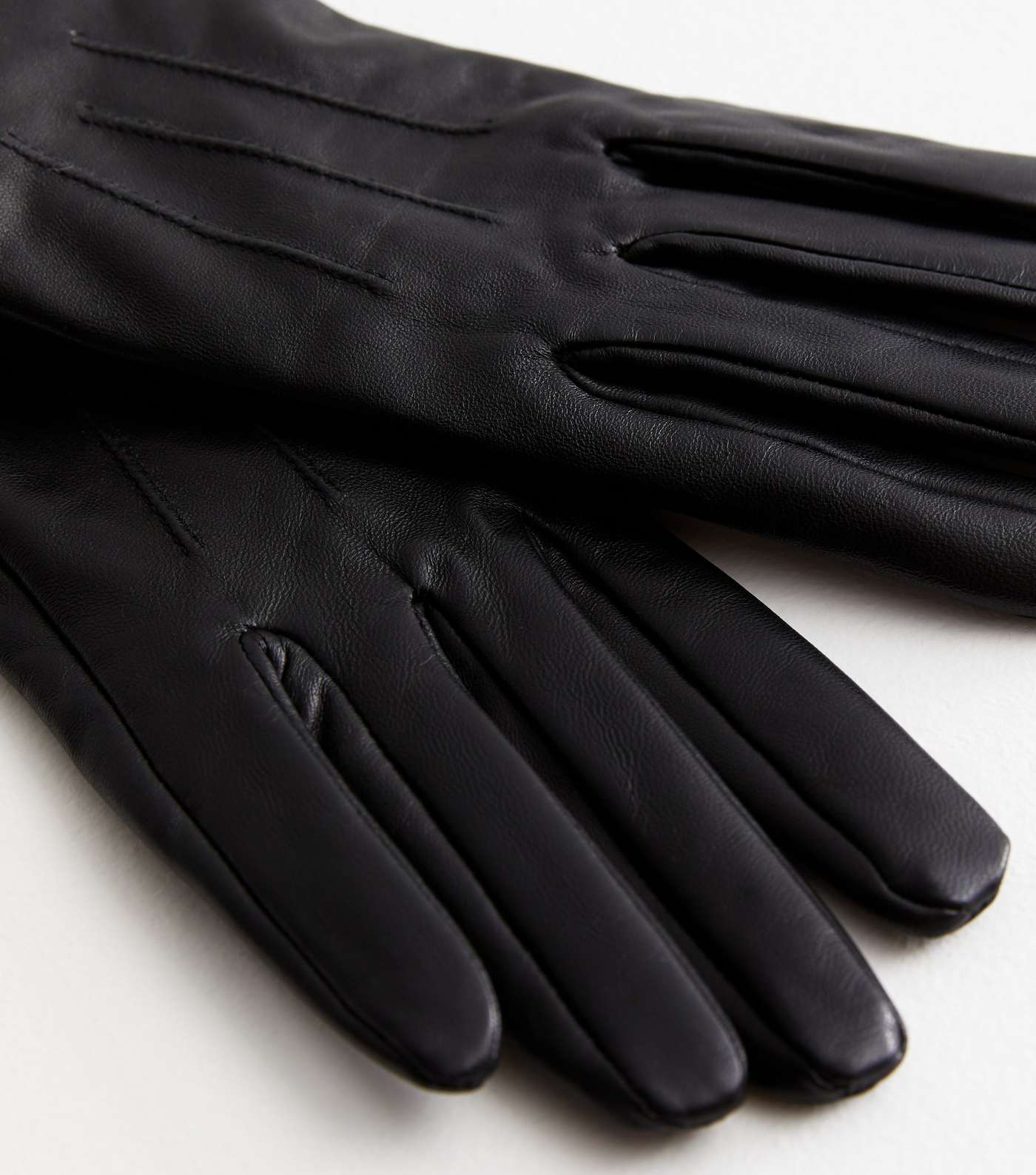 Black Leather Gloves Image 2