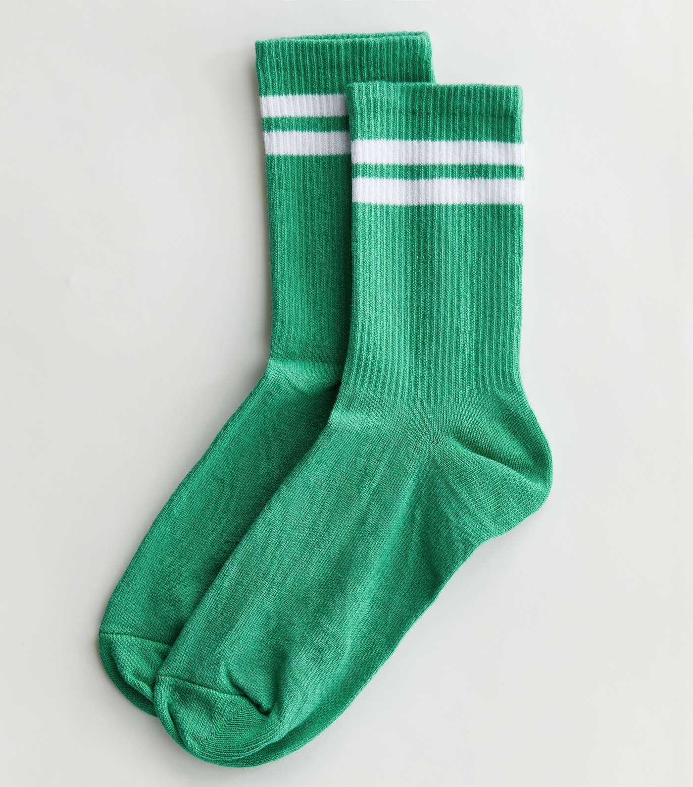 Green Ribbed Stripe Tube Socks