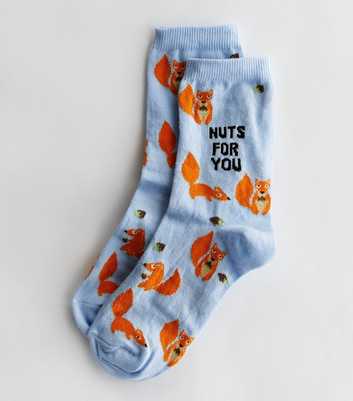 Bright Blue Nuts for You Squirrel Socks