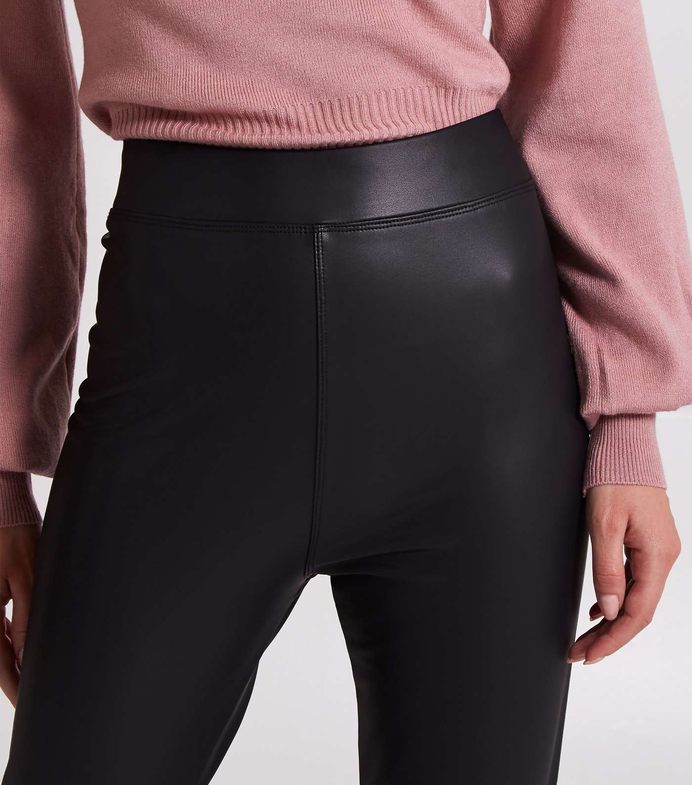 Pink Vanilla Black Leather-Look Leggings Image 5