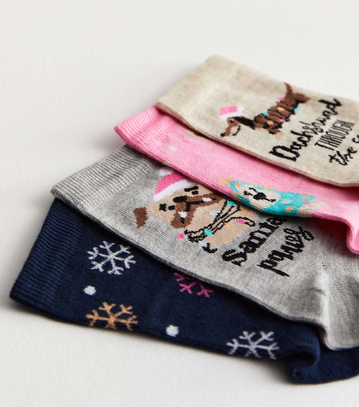4 Pack Multicoloured Santa Paws Christmas Socks Image 3